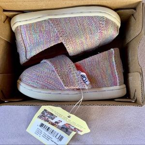 Tiny Toms Pink Multi Twill Glimmer Size 4